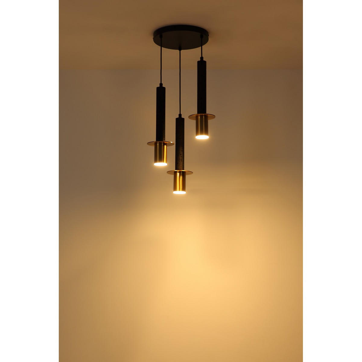 HÄNGELEUCHTE SHANNA Metall Schwarz matt LED 3-flammig - Schwarz, Metall (33/33/130cm) - Globo Lighting