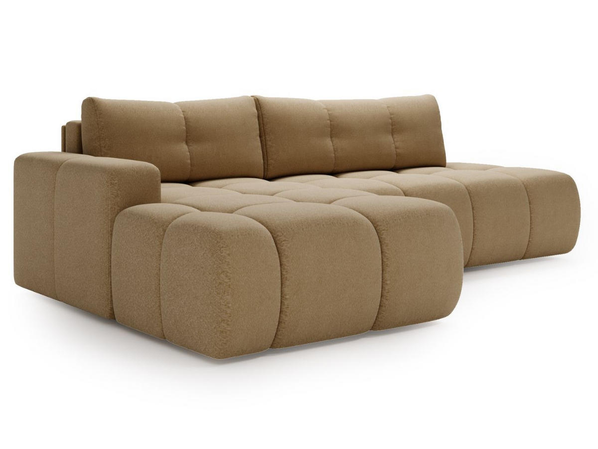 ECKSOFA Montero Bouclé-Stoff Hellbraun Links - Hellbraun, Holz/Textil (280/177cm) - Graingold