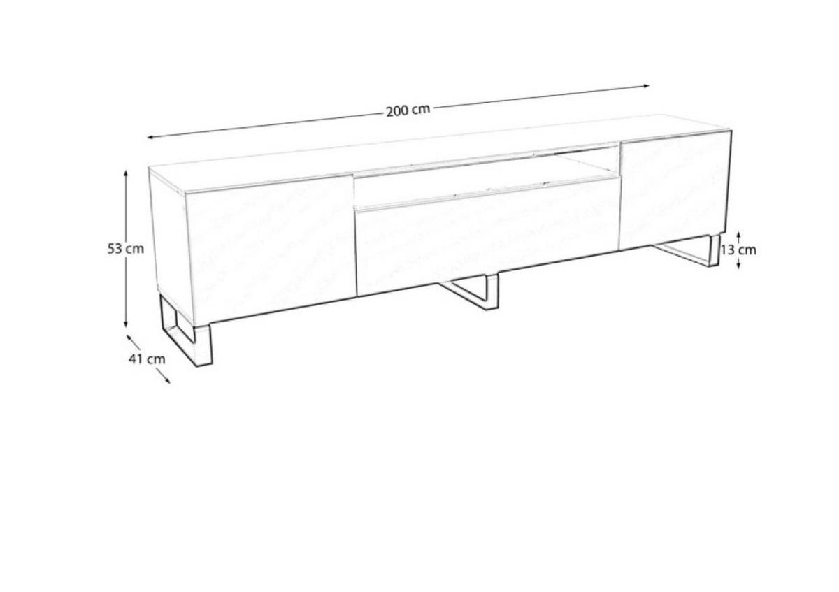 TV-SCHRANK Weiß Catania Eiche Stehend 200 cm - Weiß, Holzwerkstoff (200/53/41cm) - Sepro Meble