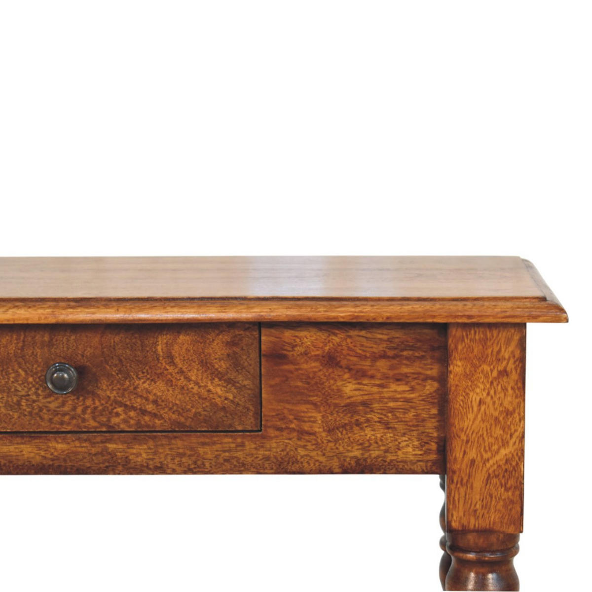 KONSOLENTISCH Massivholz Kastanienbraun Gedrechselte Beine, 1 Schublade - Dunkelbraun/Messingfarben, Mangoholz/Holz (70/80/25cm) - Artisan Furniture
