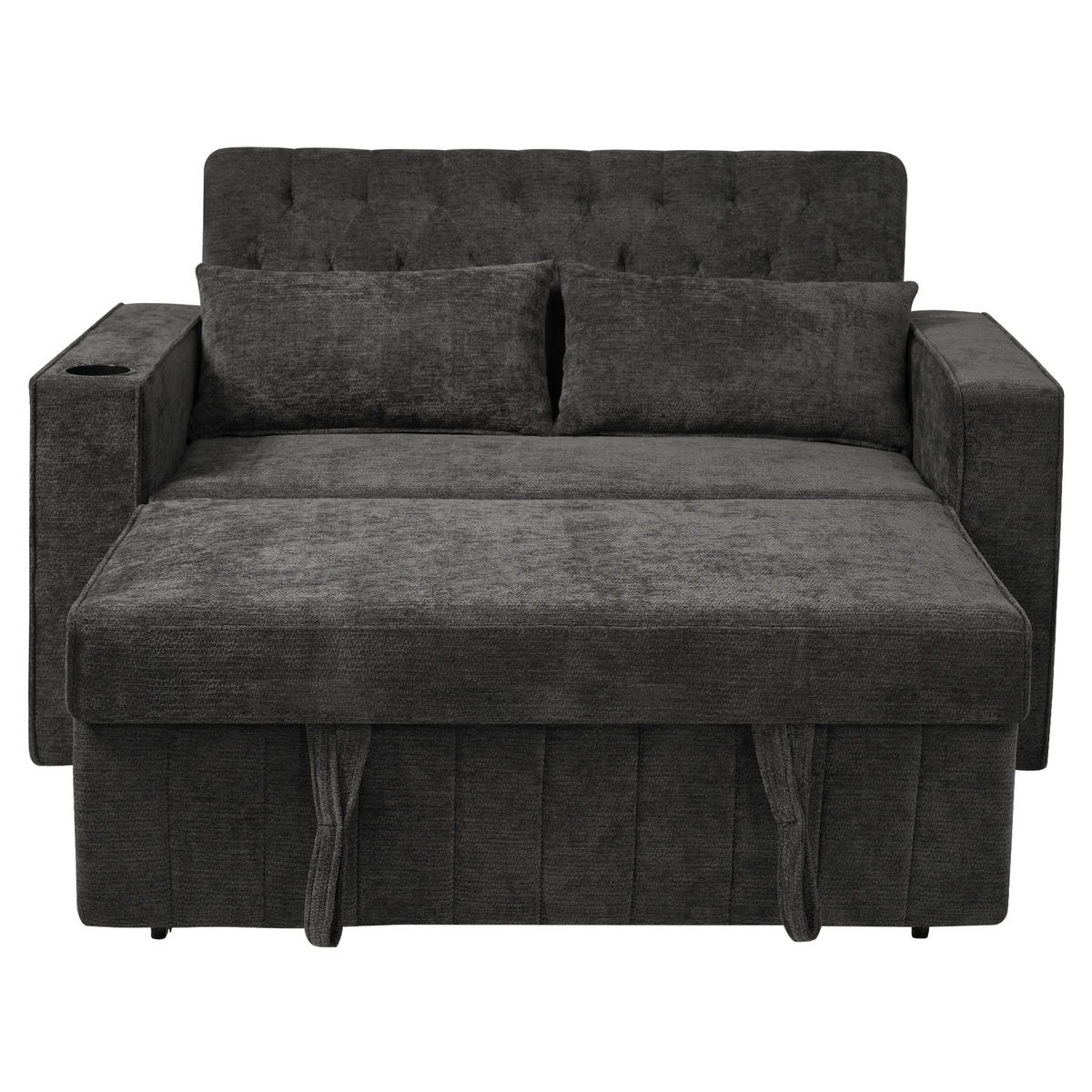 SCHLAFSOFA 2-Sitzer mit USB-Anschluss und Getränkehalter Chenille Grau 140/137/84 cm - Grau, Textil (140/84/137cm) - OKWISH