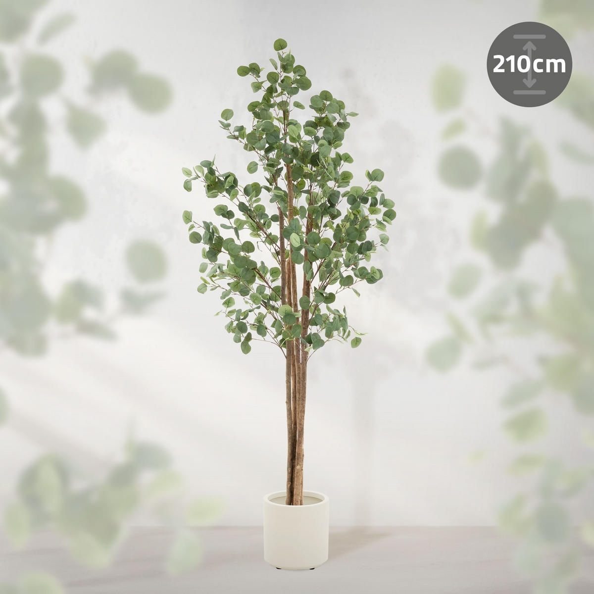 KUNSTPFLANZE Eukalyptus - Anthrazit/Grün, Holz/Kunststoff (210cm) - ML-DESIGN