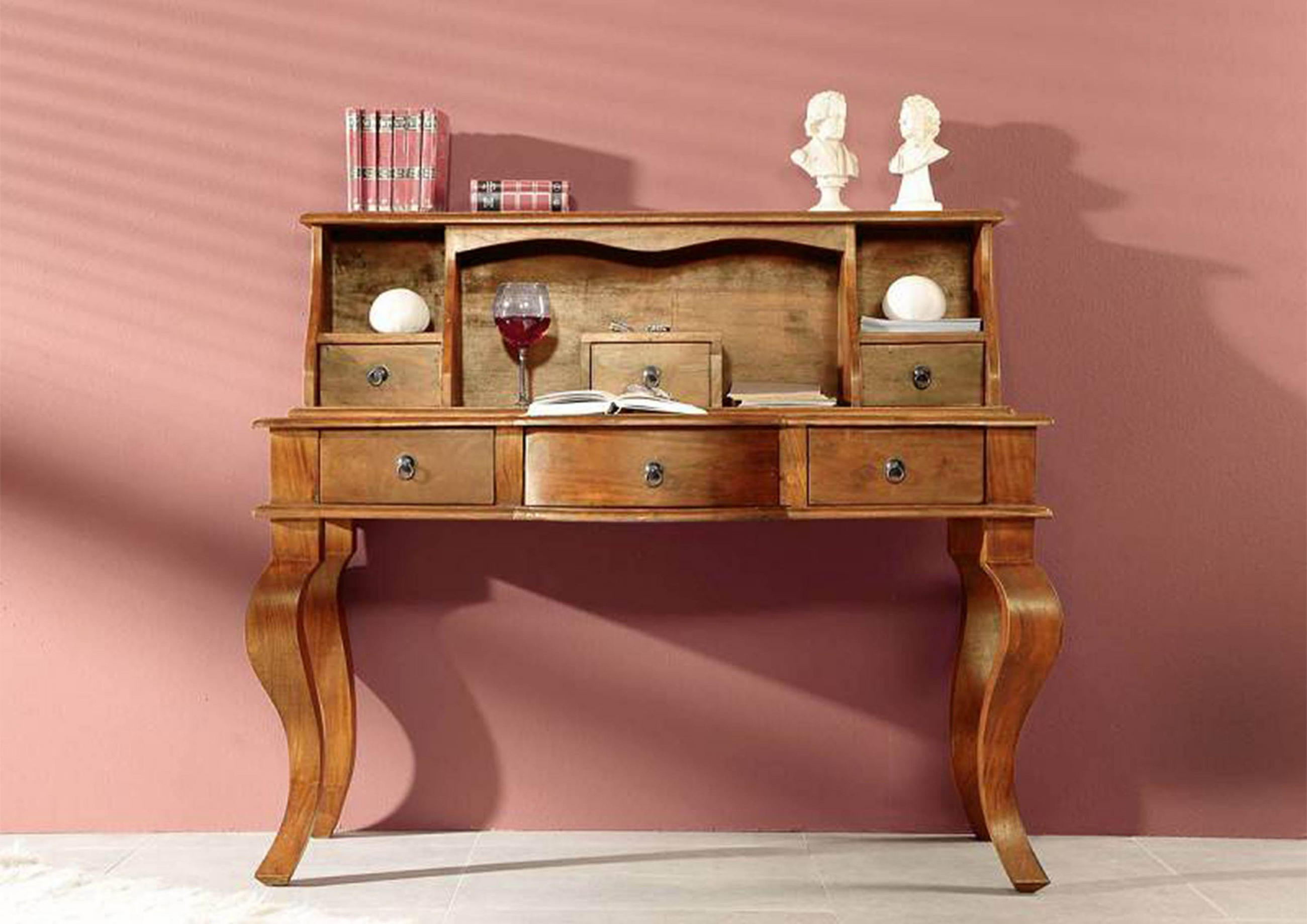 SCHREIBTISCH Akazie 130x60x112 honig lackiert OXFORD #0514 - Braun, Holz (60/130/112cm) - Massivmoebel24