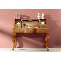 SCHREIBTISCH Akazie 130x60x112 honig lackiert OXFORD #0514 - Braun, Holz (60/130/112cm) - Massivmoebel24