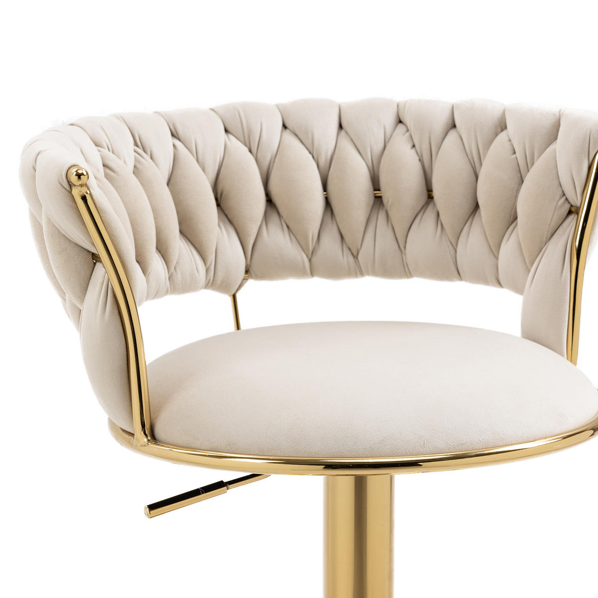BARHOCKER 2er-Set 360° drehbar mit Samtbezug - Creme, Textil (54/78/46cm)