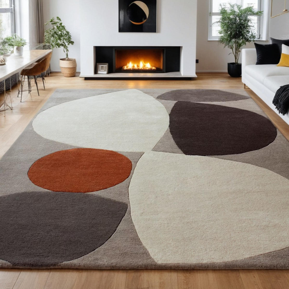 TEPPICH Wolle handgetuftet abstrakt Mid-Century ELAN-Mouzon, Silbergrau 120x170 cm - Silberfarben, Textil (120/170cm) - KADIMA DESIGN