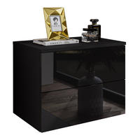 NACHTTISCH LINA II hängend mit LED, Hochglanz - Schwarz, Holzwerkstoff (55/42/37cm) - Lookway
