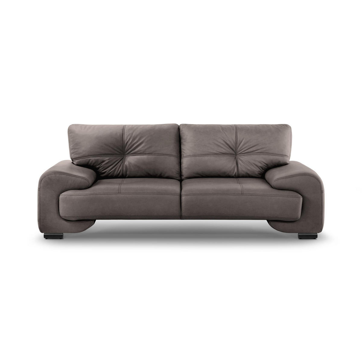 3-SITZER SOFA Omega aus Kunstleder, Hellbraun - Hellbraun/Schwarz, Leder (225/88/98cm) - Beautysofa
