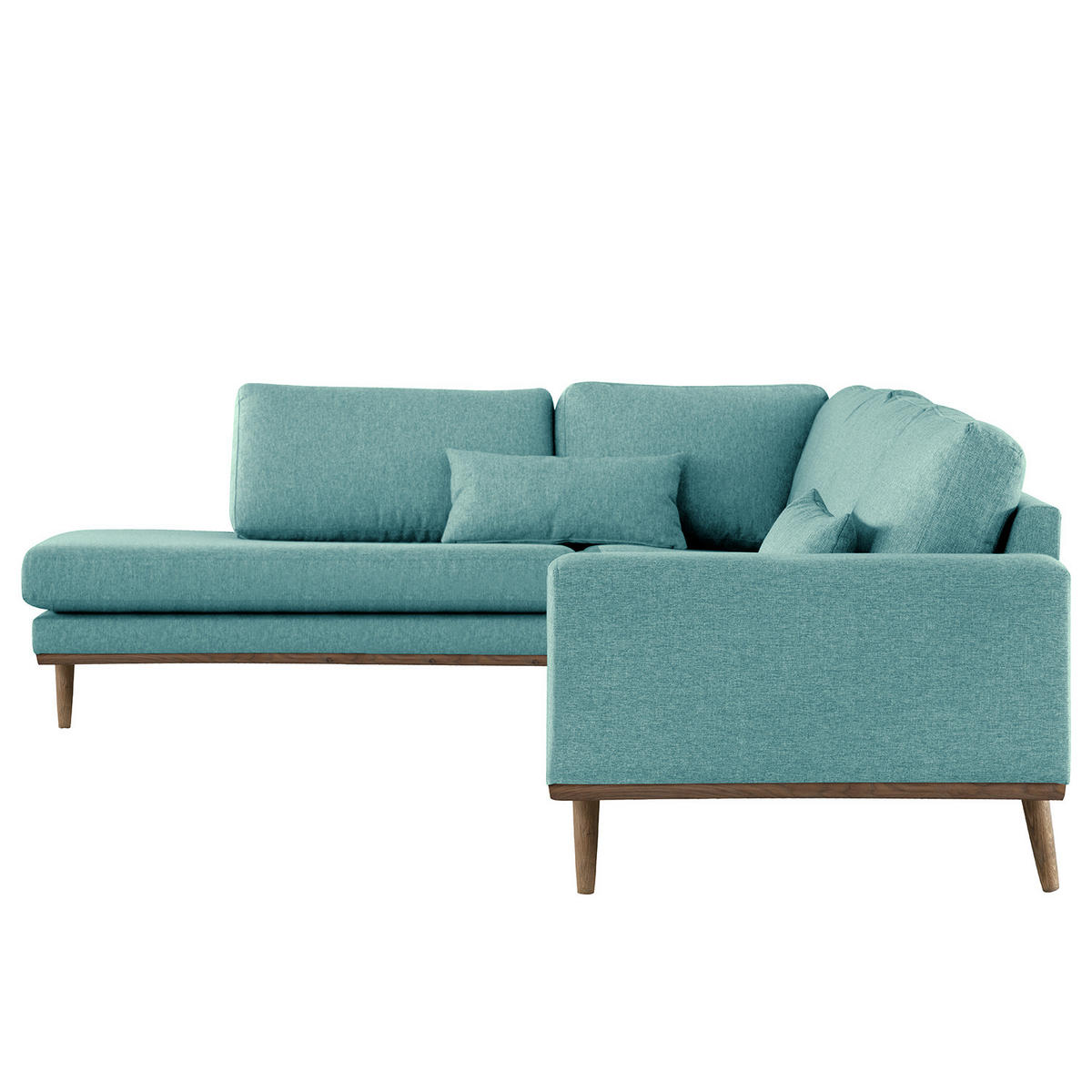 ECKSOFA mit Ottomane - Eichefarben/Petrol, Eichenholz/Textil (287/219cm) - home24