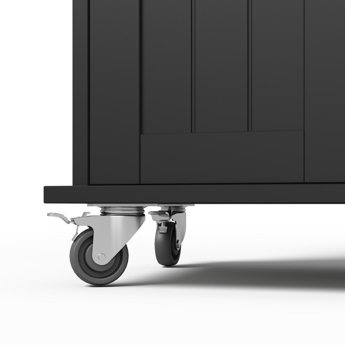 KÜCHENINSEL 120x70x95cm Schwarz mit Klappplatte, 4 Türen & Ablagen - Schwarz, Holzwerkstoff (120/95/70cm) - Modfu