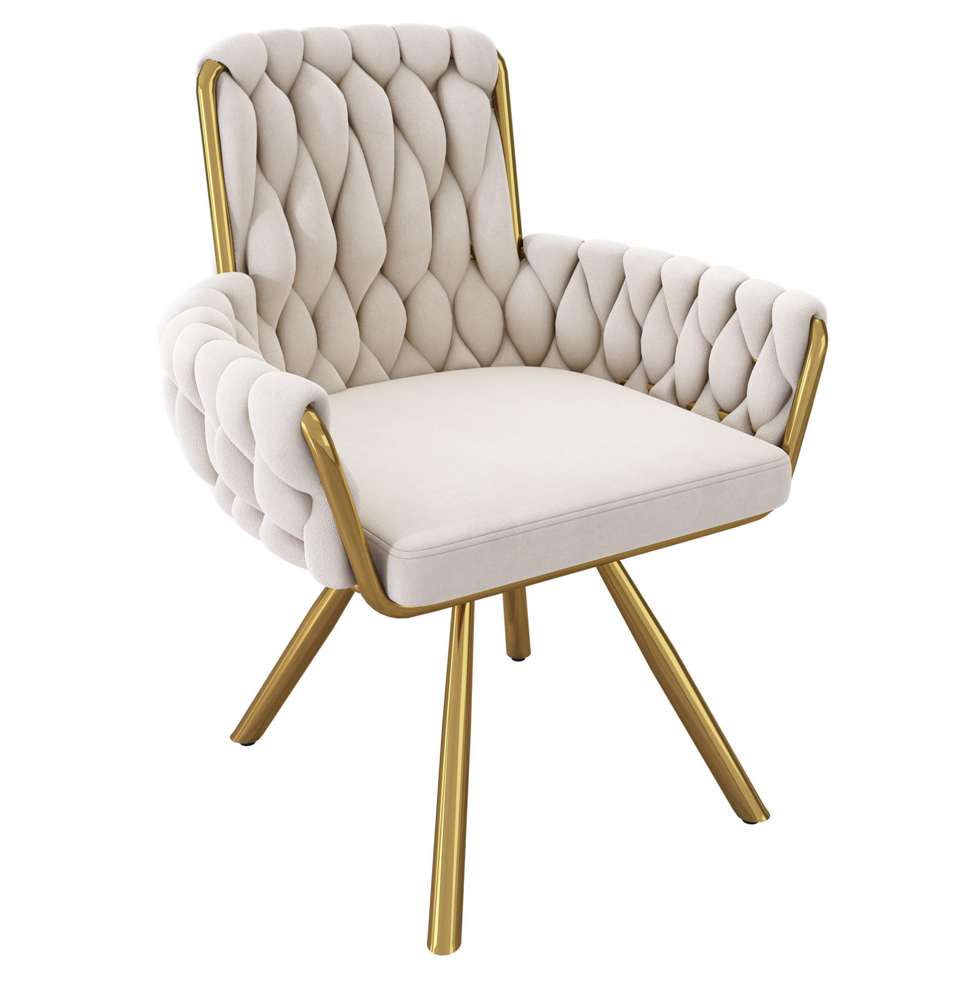 ESSZIMMERSTUHL 6er-Set drehbar mit Armlehnen Samt Beige - Beige, Metall (50/87/50.2cm) - Meubliv