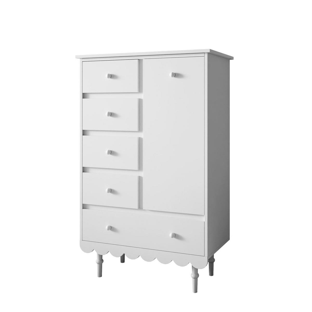 HOCHKOMMODE BABUSHKA mit Schubladen, Weiß - Weiß, Holzwerkstoff (84/140/50cm)