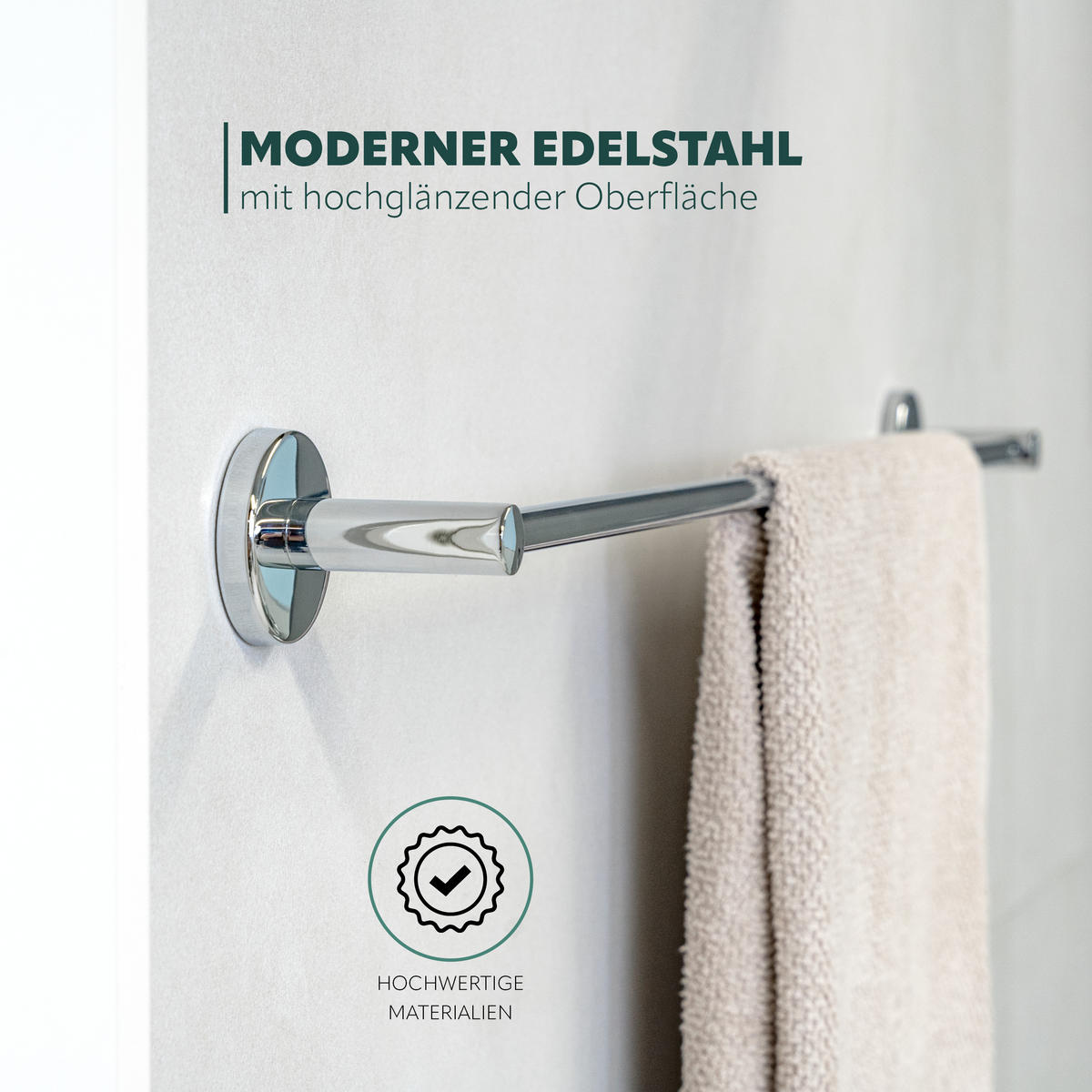 BADETUCHSTANGE LUCENTE, Edelstahl - Chromfarben, Metall (84/6/7cm) - bremermann
