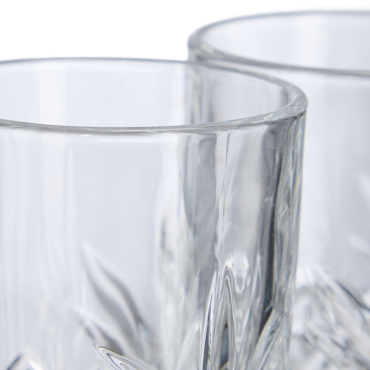 LONGDRINKGLAS Transparent 6er-Set Glas Relief 330 ml - Transparent, Glas (0.3L) - Relaxdays