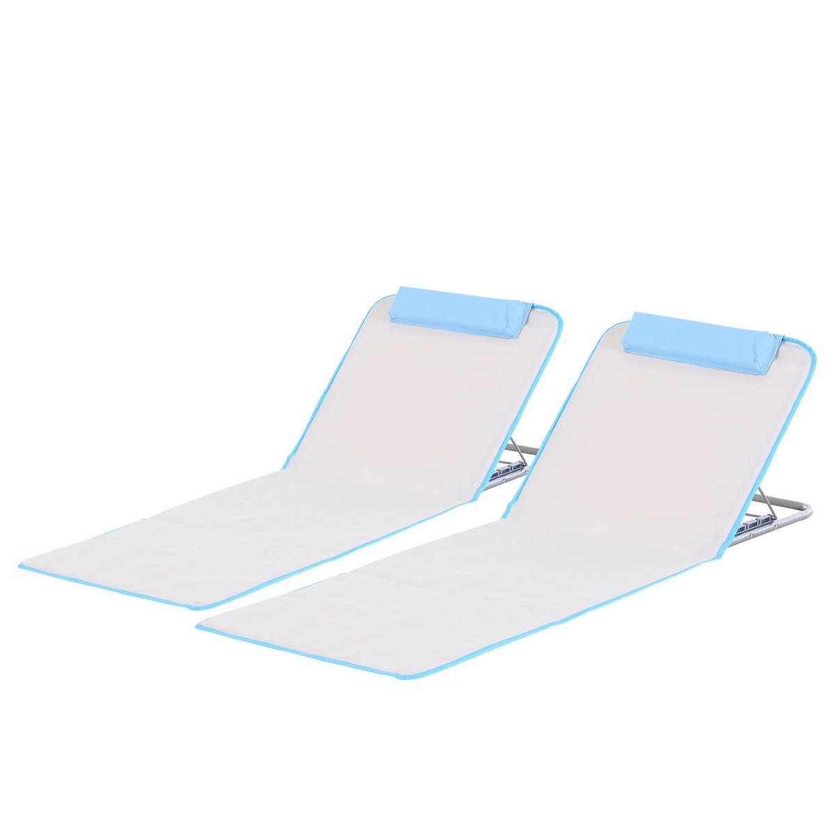 STRANDLIEGE Sonnenliege Gartenliege, klappbar, verstellbare Rücklehne, Seitentasche, 48 cm x 134 cm x 33-43 cm, Beige - Beige, Metall (134/43/48cm)