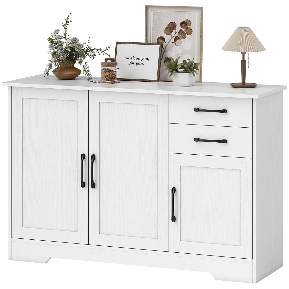 SIDEBOARD Weiß, 3 Türen, 2 Schubladen, 120/38/79 cm - Weiß, Holz (120/79/38cm) - PANGIVO