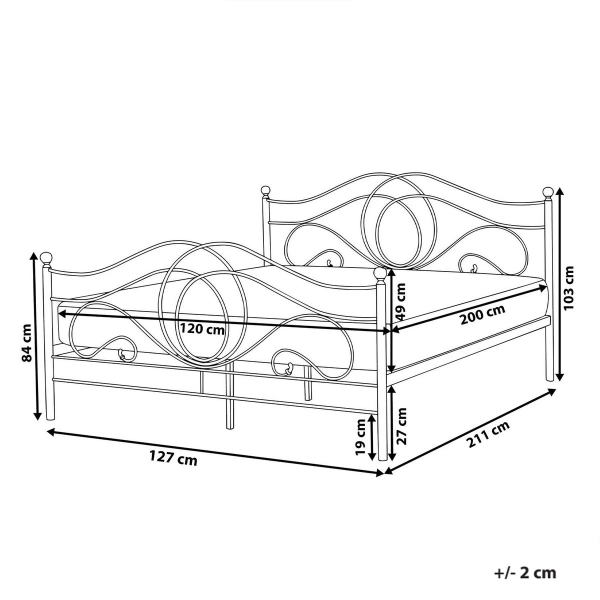 BETT mit Lattenrost 120/200 cm Schwarz Lyra - Schwarz, Metall (120/200cm) - Beliani