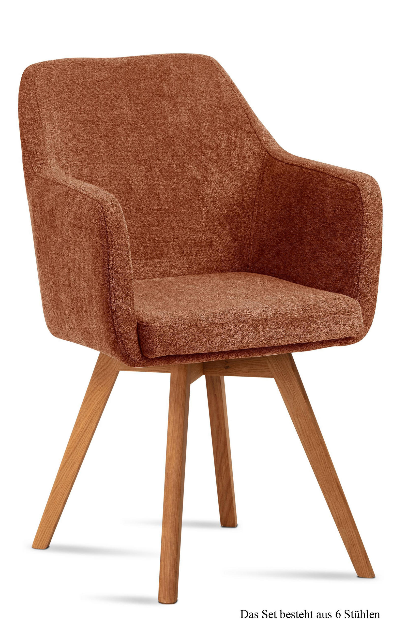 ARMLEHNSTUHL (6er-Set) Dolli 57x87x60 Eiche geölt/Cognac - Cognac/Eichefarben, Kunststoff (60/87/57cm) - 58aufmkessel