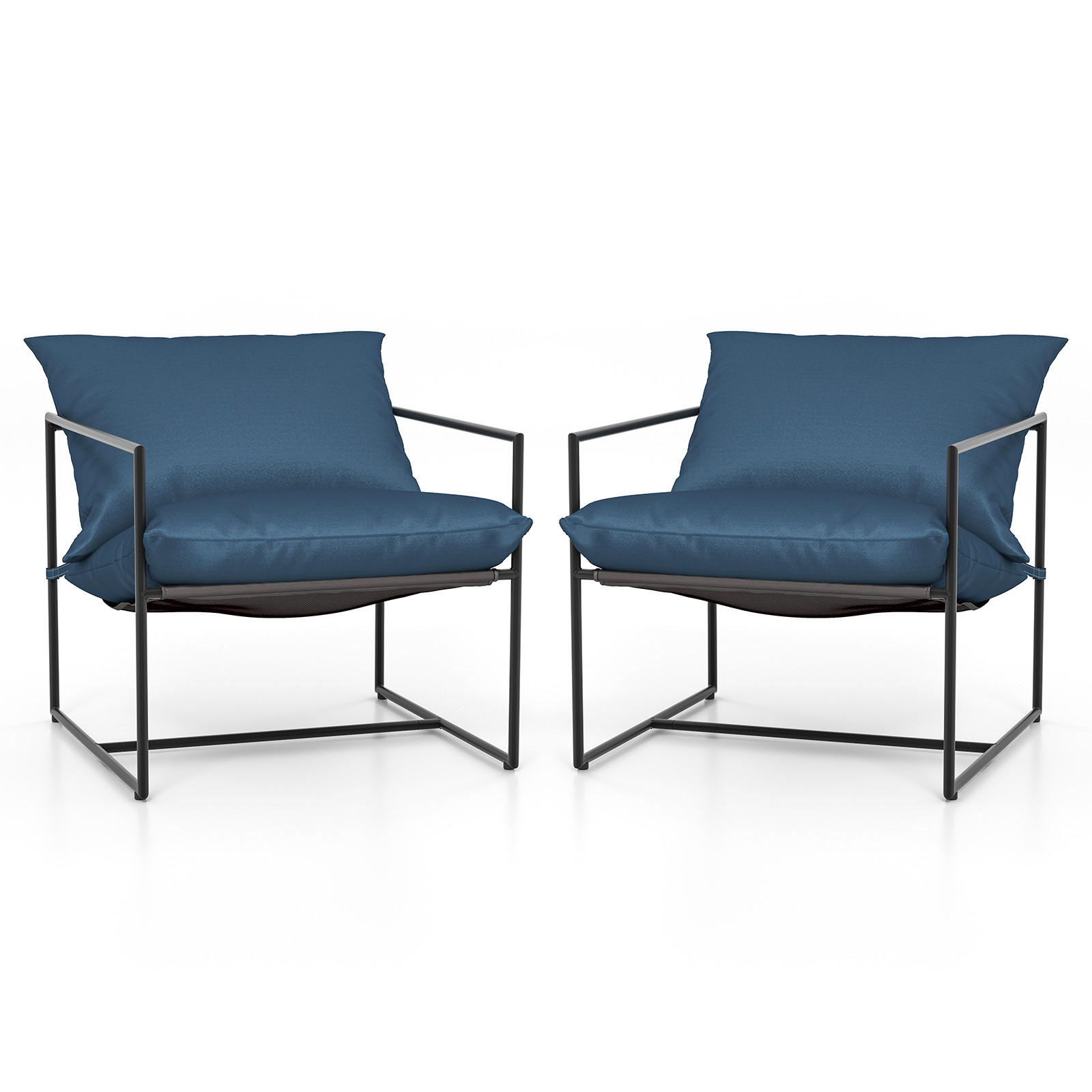 SLING-AKCENTOVÉ STOLIČKY Námornícka modrá (sada 2 ks) - tmavomodrá, kov (71/61/71cm) - COSTWAY