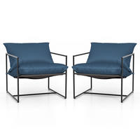 SLING-AKCENTOVÉ STOLIČKY Námornícka modrá (sada 2 ks) - tmavomodrá, kov (71/61/71cm) - COSTWAY