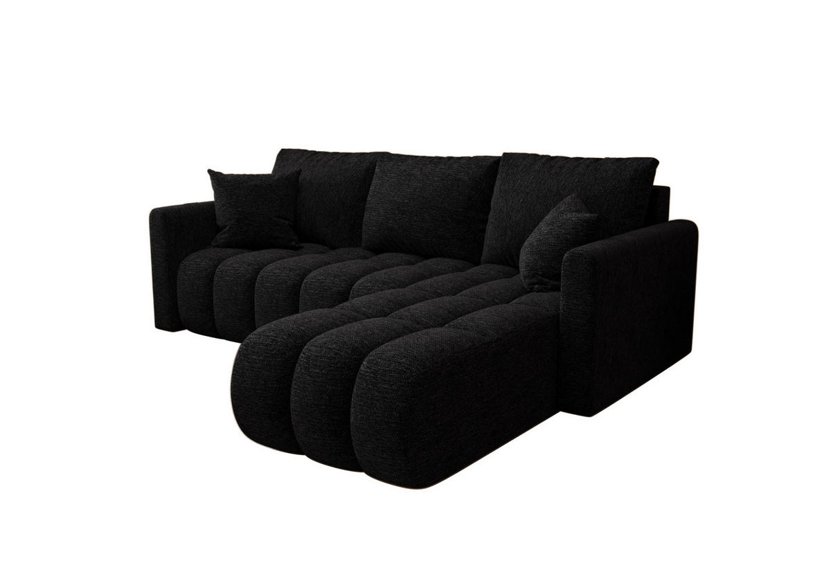 ECKSOFA GARDA rechts schwarz Strickstoff Aragon 99 - Schlaffunktion, Bettkasten - Schwarz, Textil (230/149cm) - Cornero
