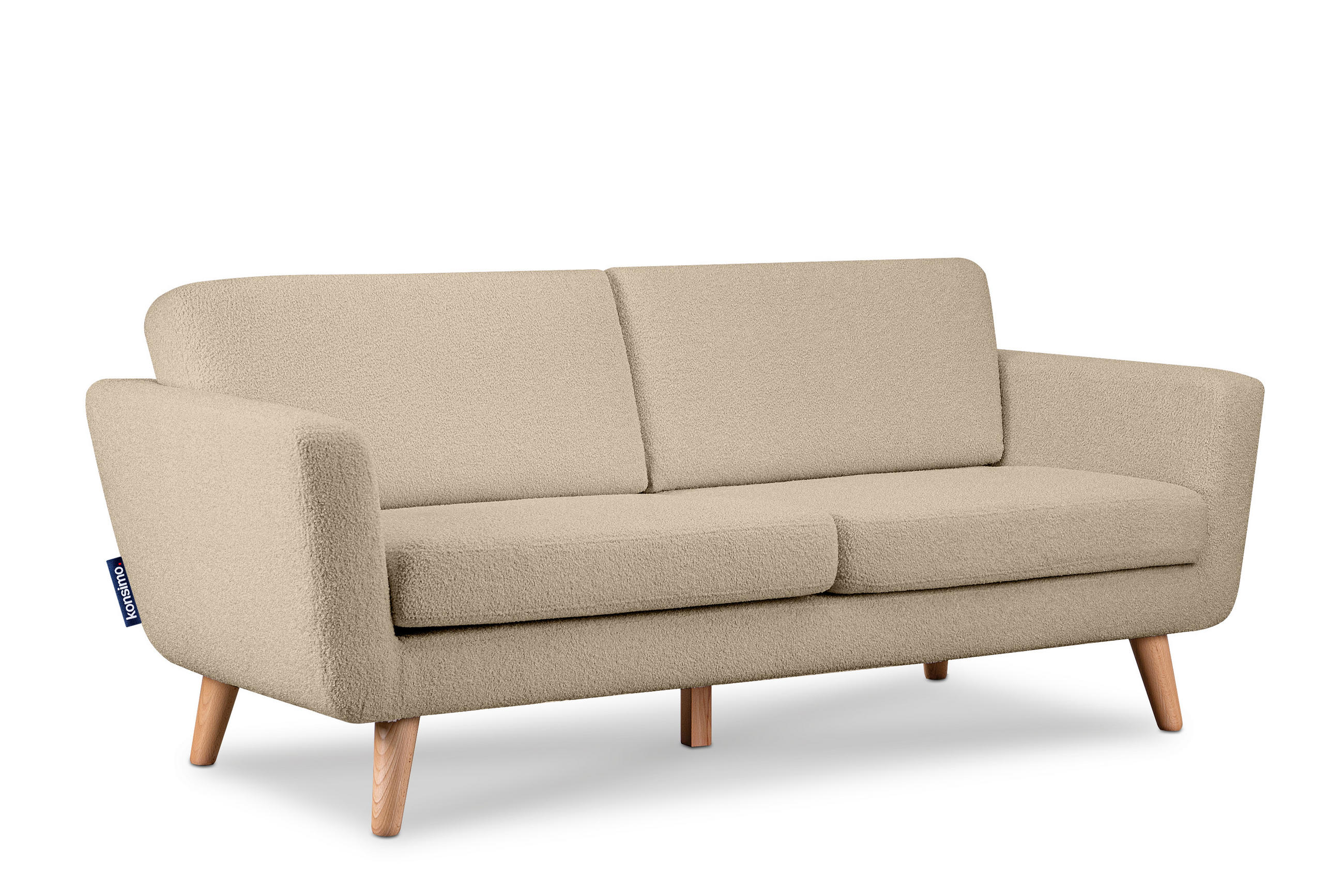 3-SITZER-SOFA TAGIO mit Armlehnen, Beige - Beige/Braun, Buchenholz/Textil (88/80/190cm) - KONSIMO®