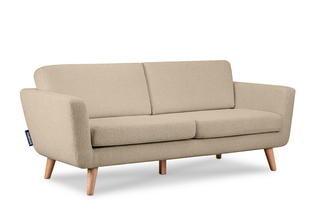 3-SITZER-SOFA TAGIO mit Armlehnen, Beige - Beige/Braun, Buchenholz/Textil (88/80/190cm) - KONSIMO®
