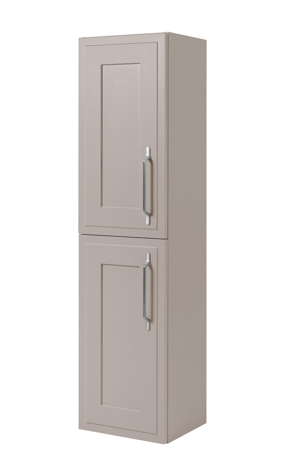 BADEZIMMERSCHRANK, Kaschmir, 35 x 136 x 27 cm, silberner Griff - Beige/Silberfarben, Holzwerkstoff/Metall (35/136/27cm) - 3XE LIVING