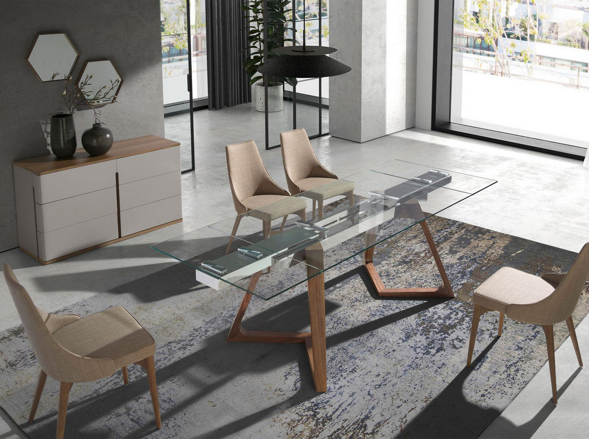 KOMMODE Kommode aus grauem Holz und Nussbaum 135/48/76 cm - Walnussfarben/Grau, Holz (135/76/48cm) - ANGEL CERDA