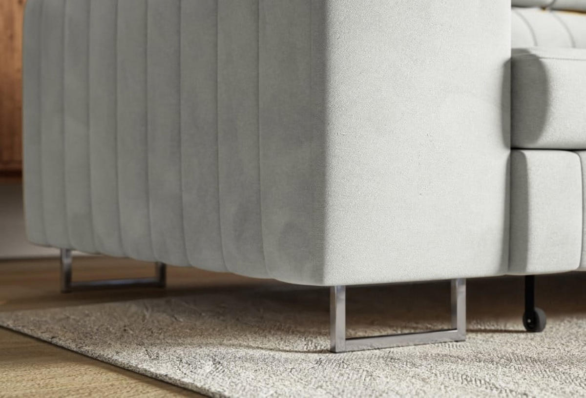 ECKSOFA Grau NOLA Matt Velvet Silberne Beine Rechts - Grau, Textil (203/274cm) - Sepro Meble
