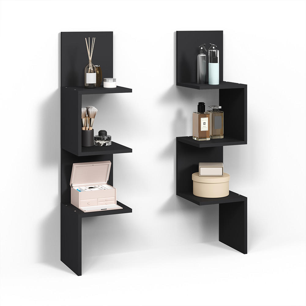ECKREGAL Vesuvio Schwarz 28 x 116.4 cm 2er Set - Schwarz, Holzwerkstoff (28/116.4/28cm) - Livinity®