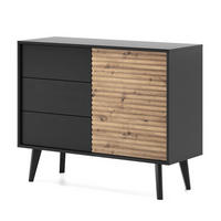 KOMMODE Willow Schwarz - Schwarz/Eiche Artisan, Holzwerkstoff (104/83/39cm) - Bettso