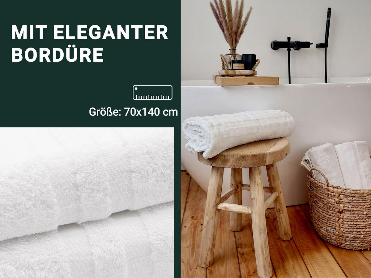 DUSCHTÜCHER, 2er-Set, 70x140 cm, 100% Baumwolle, Weiß - Weiß, Textil (70/140cm) - Zollner