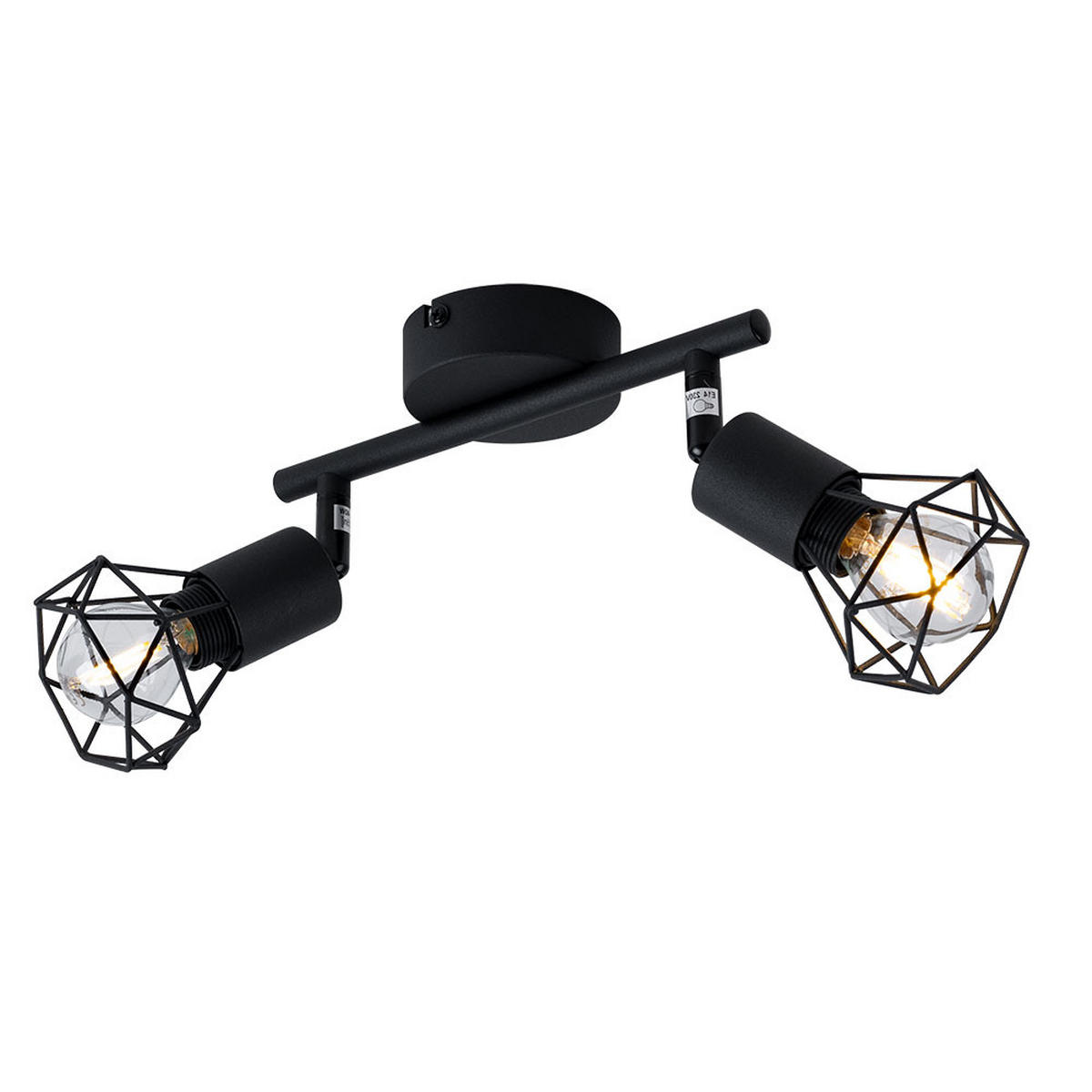 LED DECKENLEUCHTE Käfigstrahler Schwarz - Schwarz, Metall (22/8/18cm) - Globo Lighting