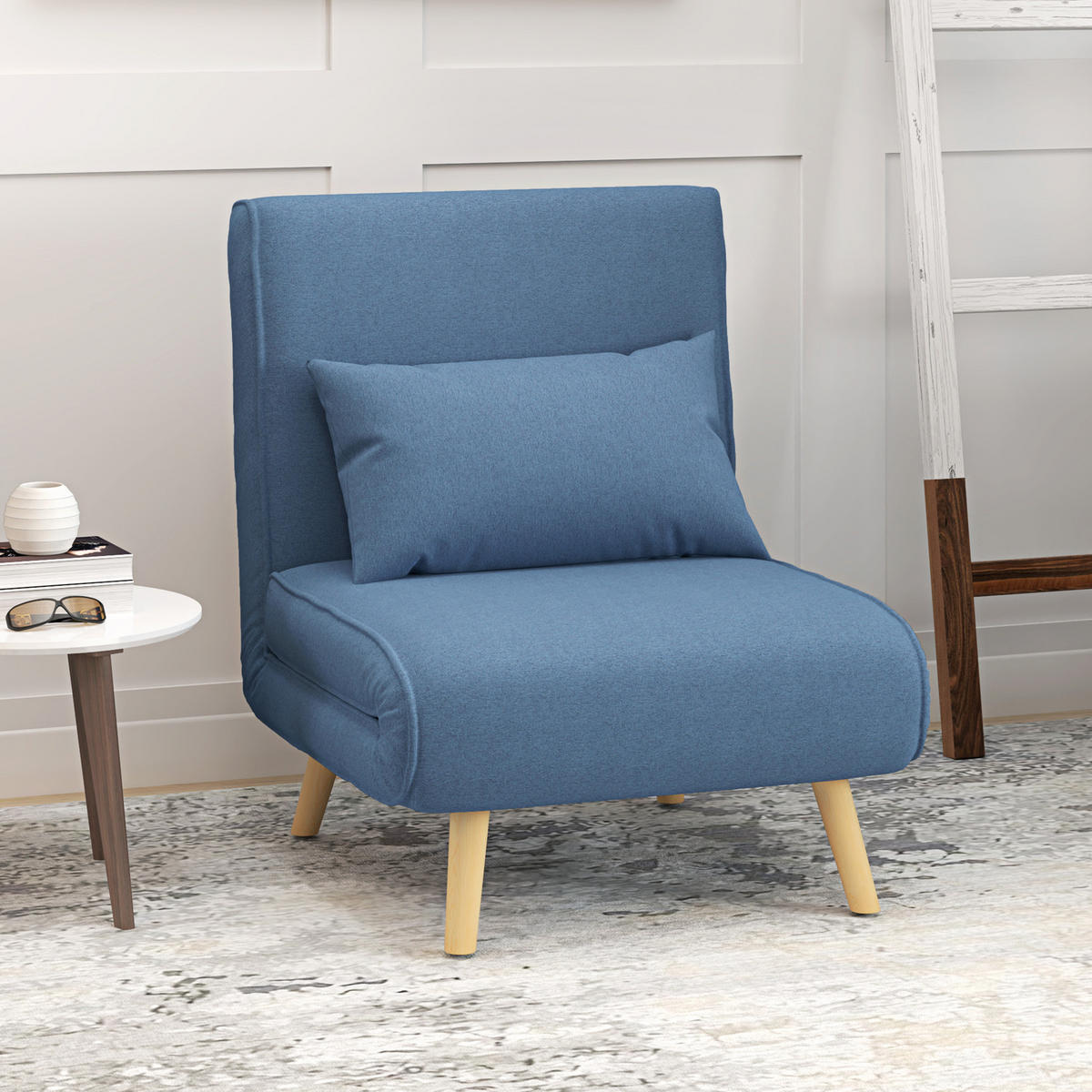 SCHLAFSESSEL 3-in-1 DE-14575 mit 5-fach verstellbarer Rückenlehne Blau - Blau, Textil (72/85/75cm) - ComfortXL