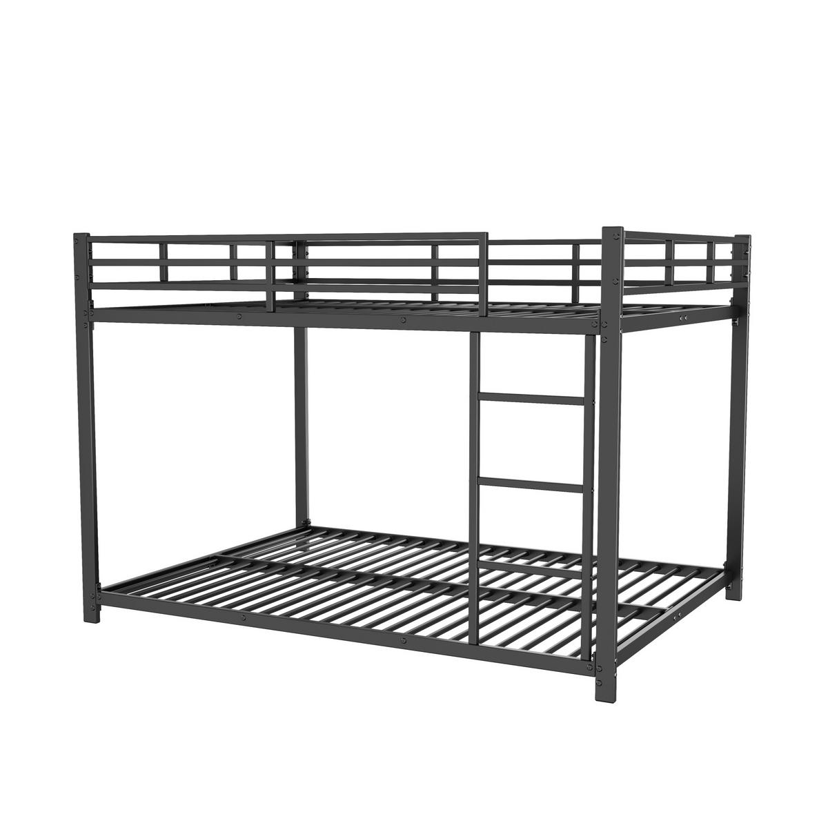 ETAGENBETT 140/200 cm aus Metall mit Sicherheitsleisten und Lattenrosten, platzsparend, Schwarz - Schwarz, Metall (140/200cm) - Redom