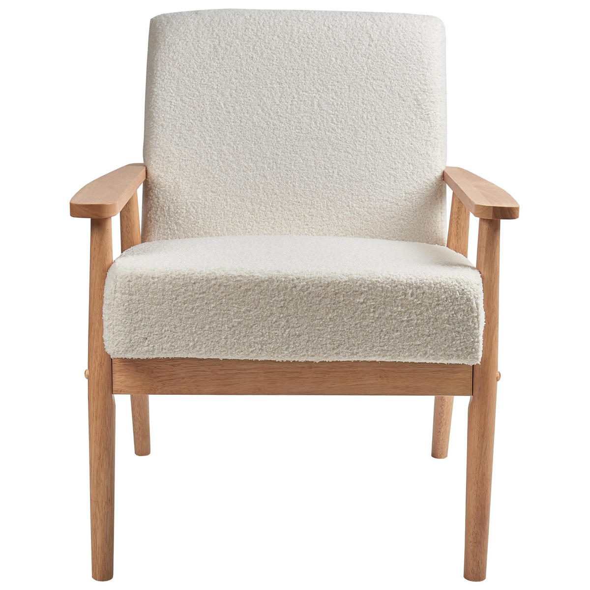 SESSEL Bouclé Hellbraun/Weiß Esrum - Weiß, Textil (62/79/80cm) - Beliani