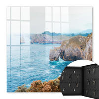 SCHLÜSSELBOX Schwarz 30x30 cm- Türöffnung nach rechts - Meereslandschaft - Blau, Metall (30/30/5cm) - TULUP