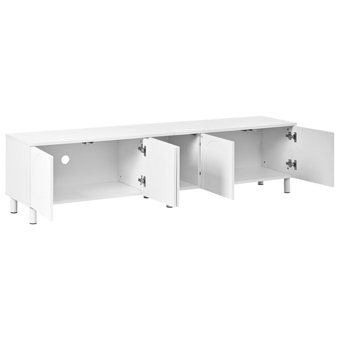TV-ELEMENT mit 5 Türen 180 x 38 x 45 cm MDF Weiß - Weiß, Holzwerkstoff (38/45/180cm) - Beauniv