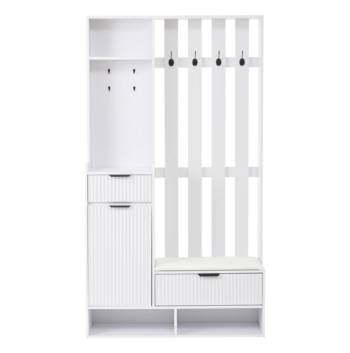 GARDEROBE 6-in-1 mit Sitzbank 100 x 30 x 180 cm Weiß - Weiß, Holzwerkstoff (30/180/100cm) - Beauniv