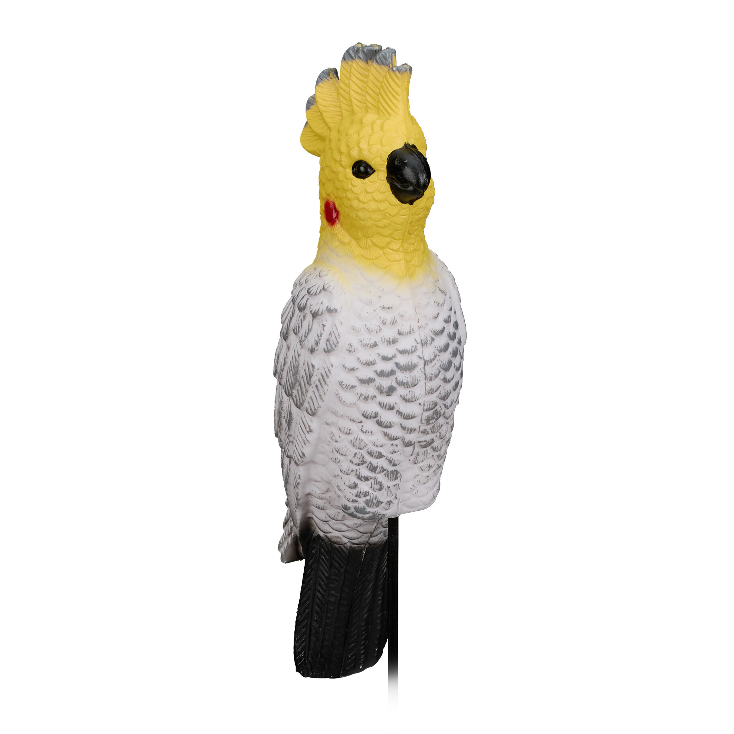 Relaxdays FIGURKA Bílá Žlutá Černá kakadu se zapichovacím kolíkem 51 cm