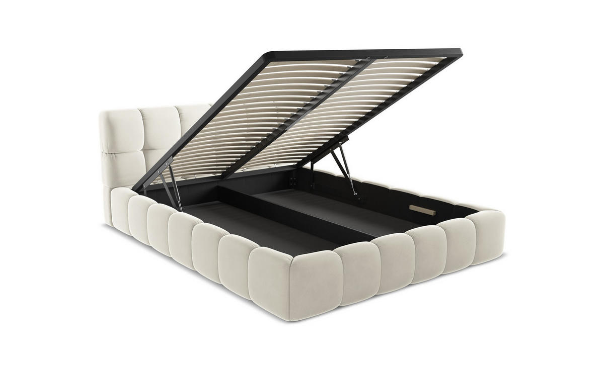 POLSTERBETT mit Bettkasten und Lattenrost 160x228 Creme - Perlmutt/Creme, Kunststoff/Textil (140/200cm) - Makamii