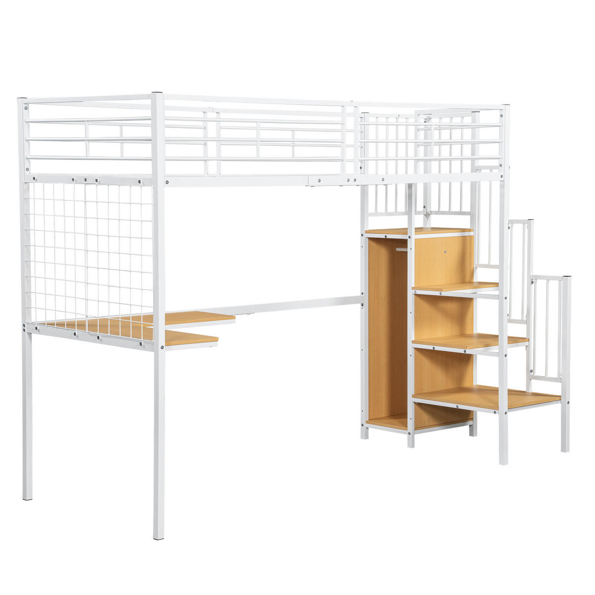 HOCHBETT 90/200 cm DE-00362, in Weiß, Tisch und Kleiderschrank - Weiß, Metall (90/200cm) - ComfortXL