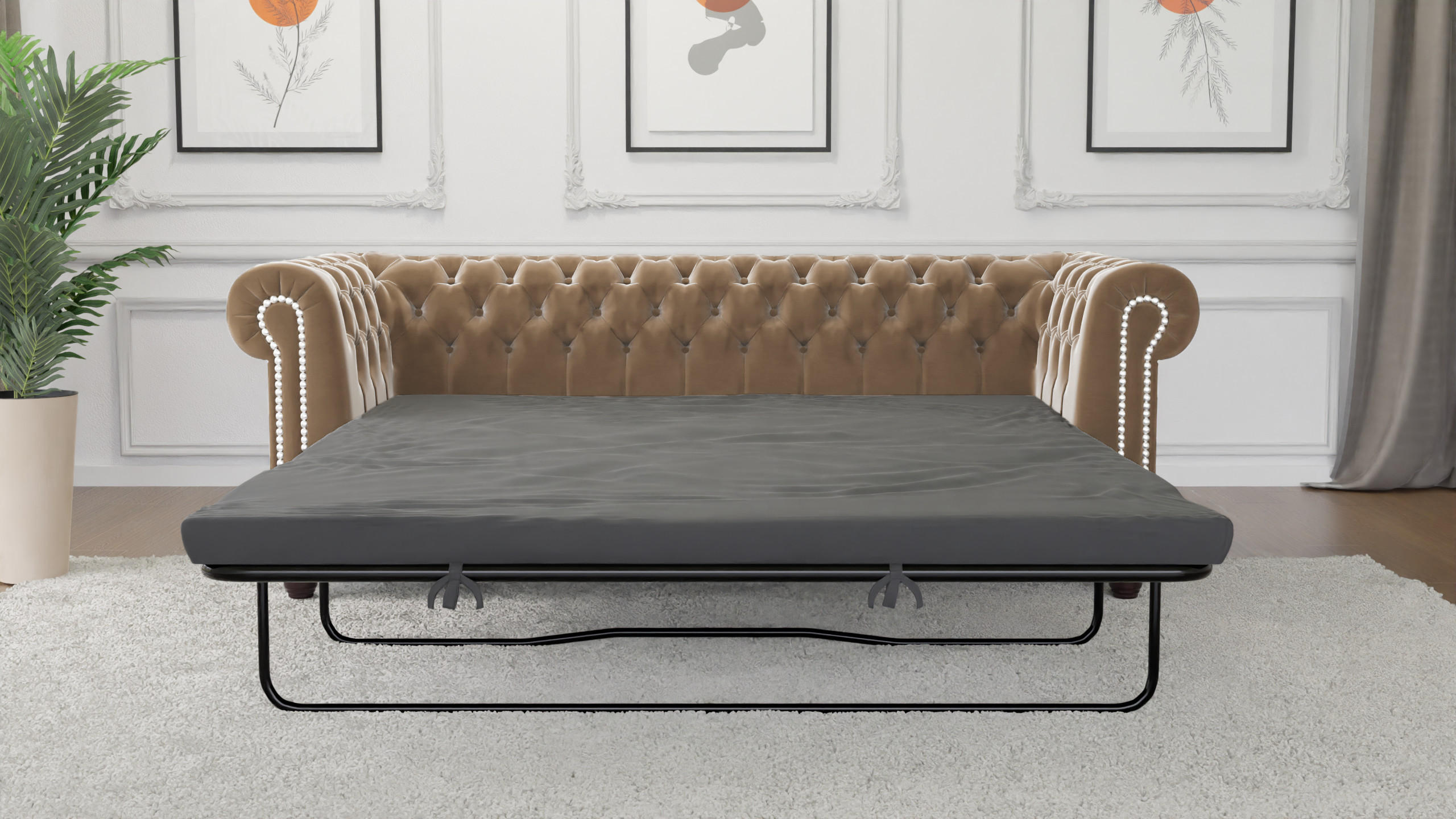 S-Style Chesterfield-Sofa Beige 203x28x86 cm