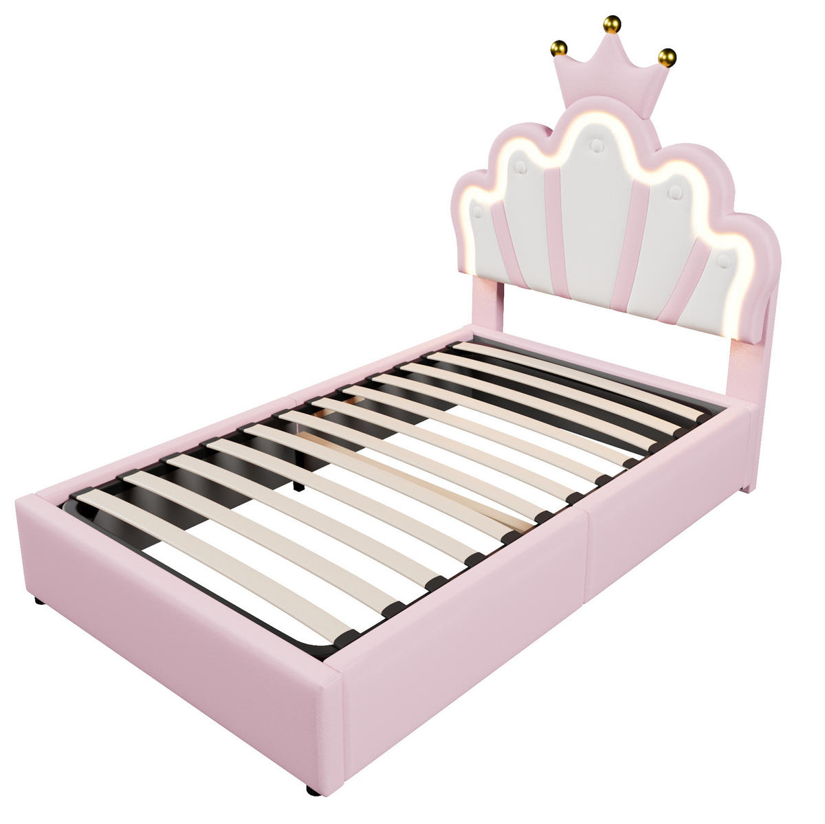 POLSTERBETT mit Bettkasten 90x200 cm PU Pink - Pink, Metall (90/200cm) - Meubliv