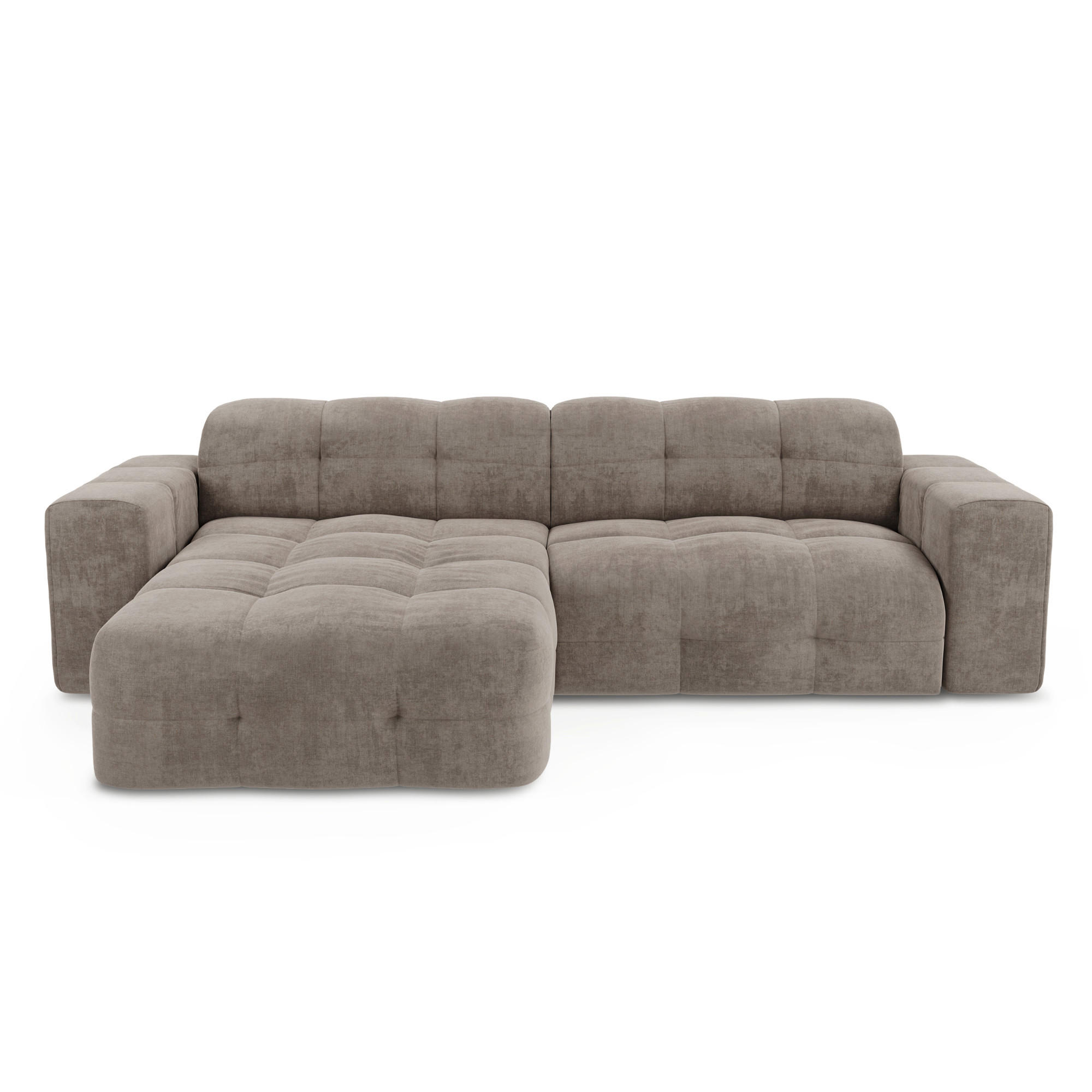 ECKSOFA LINKS Samt Taupe 230cm - Taupe, Textil (155/230cm) - Sia Home