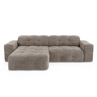 ECKSOFA LINKS Samt Taupe 230cm - Taupe, Textil (155/230cm) - Sia Home