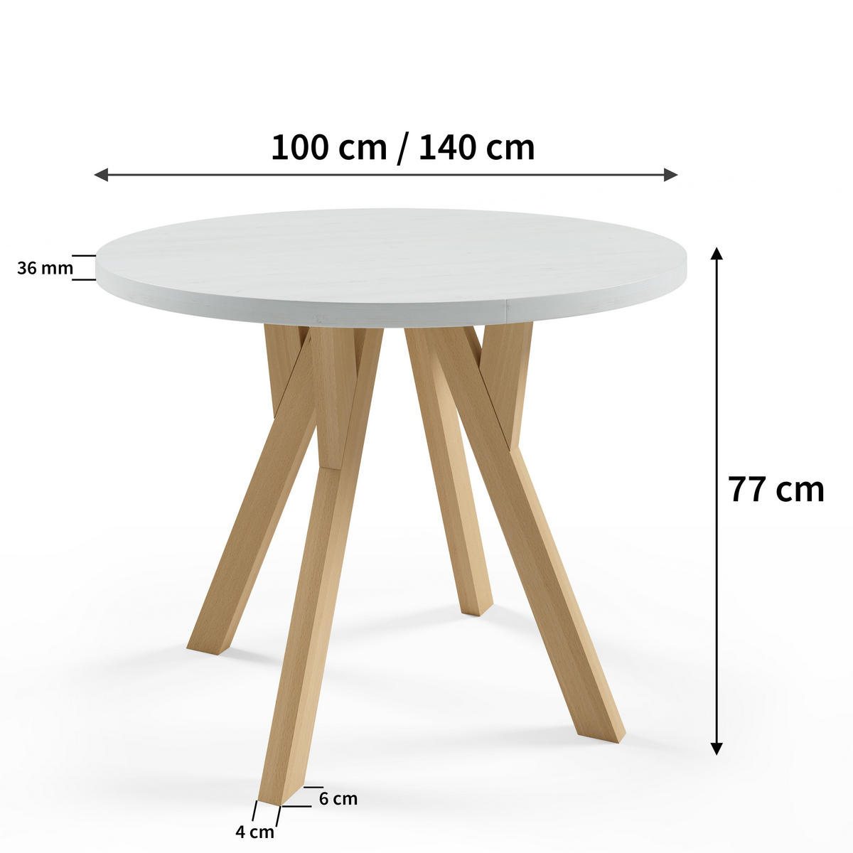 ESSTISCH FABIO Ausziehbar 100 - 140 / 100 x 77 cm - Eiche Artisan/Weiß, Holz (100/100/77cm) - MASSENO