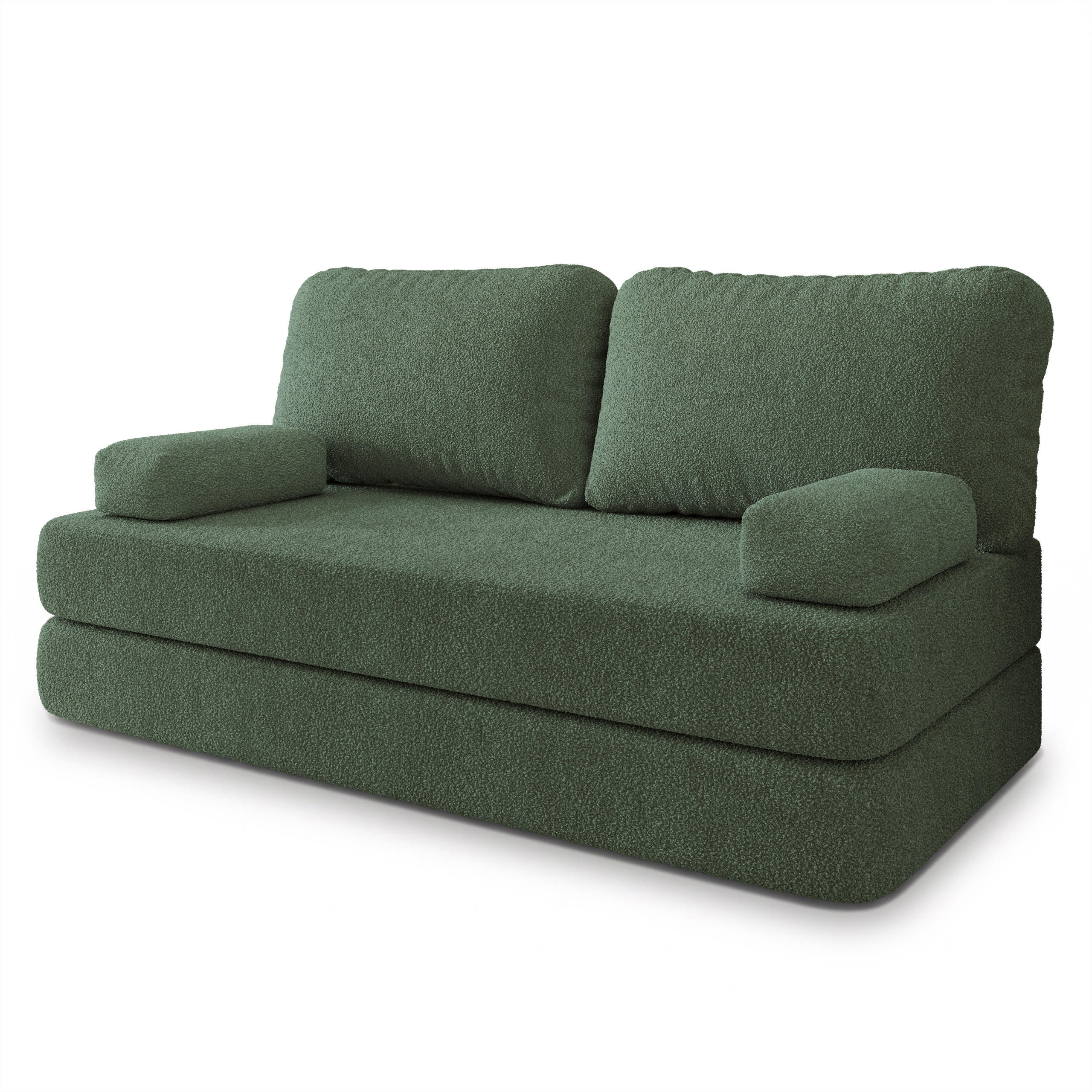 BETTSOFA NIKSI aus Schaumstoff Bucle-Stoff Grün Schlaffunktion - Grün, Textil (170/86/80cm) - MASSENO