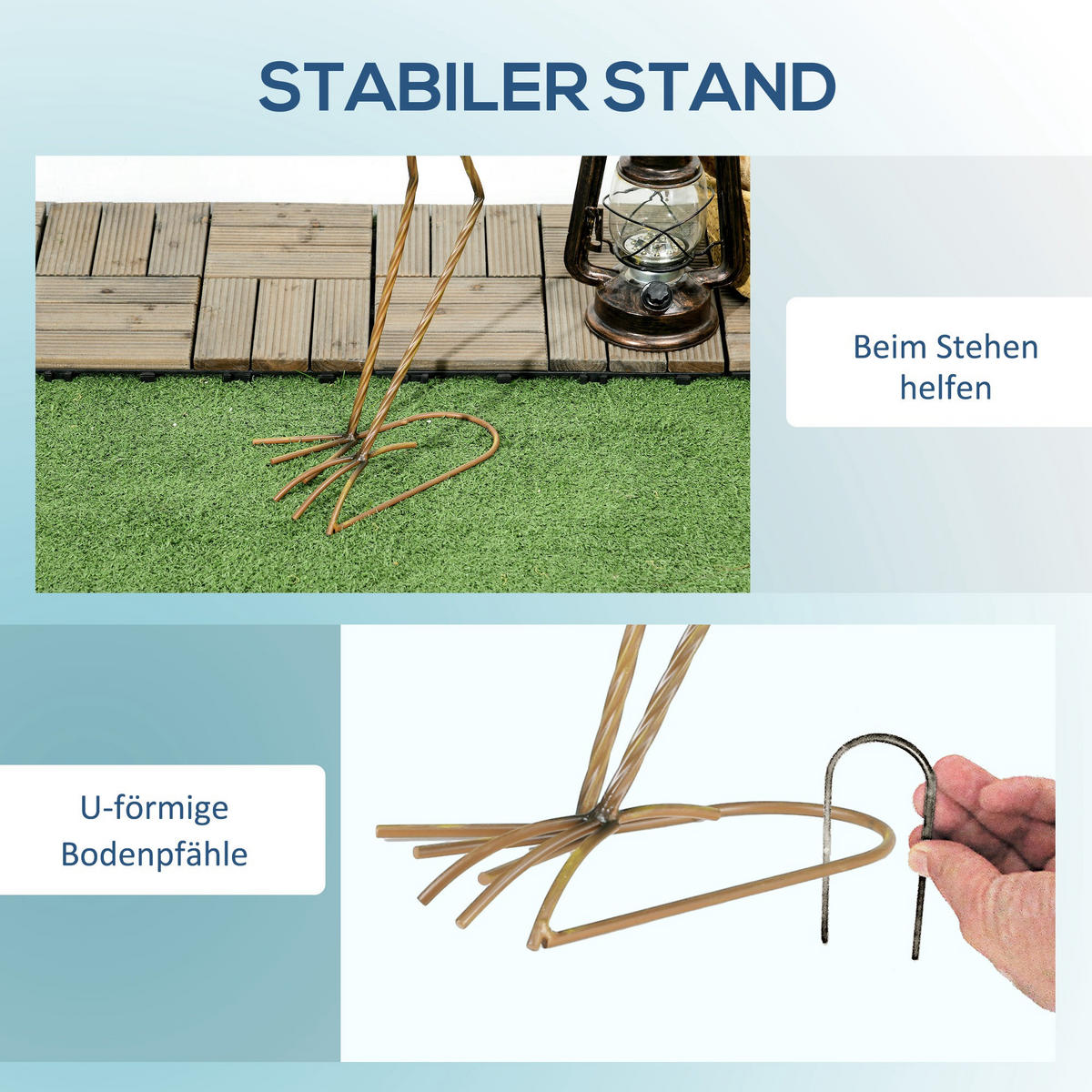 GARTENSTATUE 2er-Set Kraniche, 72,5/74 cm Gartenfigur, Gartendeko für Balkon, Terrasse - Blau, Metall (15/74/26cm) - Outsunny